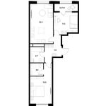 Планировка 2-комнатной квартиры, 62,3 м2