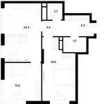 Планировка 2-комнатной квартиры, 74,6 м2