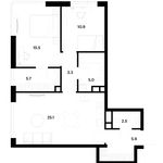 Планировка 2-комнатной квартиры, 73,9 м2