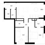 Планировка 2-комнатной квартиры, 73 м2