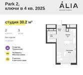 Планировка квартиры студии, 30,2 м2