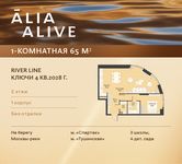 Планировка 1-комнатной квартиры, 65 м2