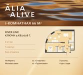 Планировка 1-комнатной квартиры, 66 м2