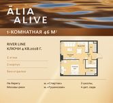 Планировка 1-комнатной квартиры, 46 м2