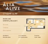 Планировка квартиры студии, 24 м2
