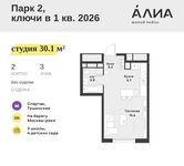 Планировка квартиры студии, 30,1 м2