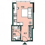 Планировка 1-комнатной квартиры, 28,4 м2