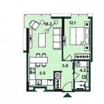 Планировка 2-комнатной квартиры, 45 м2