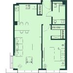 Планировка 2-комнатной квартиры, 57 м2