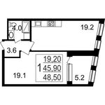 Планировка 1-комнатной квартиры, 48,5 м2