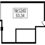 Планировка 1-комнатной квартиры, 53,34 м2