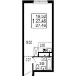 Планировка квартиры студии, 27,46 м2