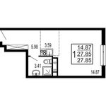 Планировка квартиры студии, 27,85 м2