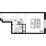 Планировка квартиры студии, 27,61 м2