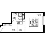 Планировка квартиры студии, 27,96 м2
