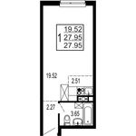 Планировка квартиры студии, 27,95 м2