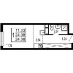 Планировка квартиры студии, 24,08 м2