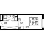 Планировка квартиры студии, 23,89 м2