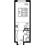 Планировка 2-комнатной квартиры, 54,25 м2