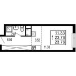 Планировка квартиры студии, 23,76 м2