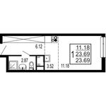 Планировка квартиры студии, 23,69 м2