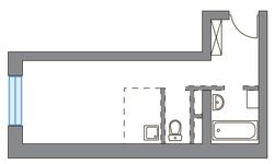 Планировка квартиры студии, 23,56 м2