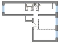 Планировка 3-комнатной квартиры, 66,81 м2