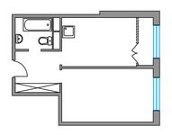 Планировка 1-комнатной квартиры, 38,63 м2