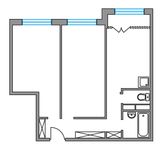 Планировка 2-комнатной квартиры, 56,41 м2