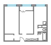 Планировка 2-комнатной квартиры, 55,31 м2