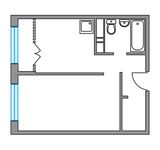 Планировка 1-комнатной квартиры, 33,22 м2
