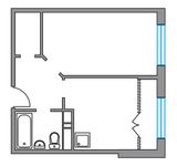 Планировка 1-комнатной квартиры, 37,52 м2