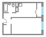 Планировка 1-комнатной квартиры, 35,51 м2