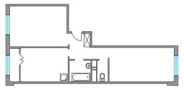 Планировка 2-комнатной квартиры, 53,46 м2