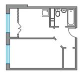 Планировка 1-комнатной квартиры, 35,65 м2