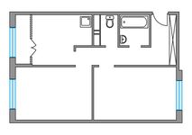 Планировка 2-комнатной квартиры, 48,85 м2