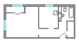 Планировка 1-комнатной квартиры, 38,71 м2