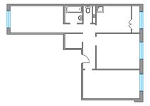 Планировка 3-комнатной квартиры, 66,82 м2