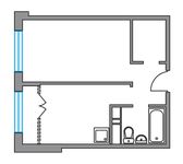 Планировка 1-комнатной квартиры, 35,42 м2