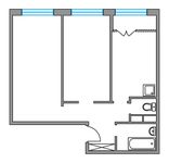 Планировка 2-комнатной квартиры, 55,76 м2