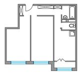 Планировка 2-комнатной квартиры, 56,41 м2