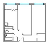 Планировка 2-комнатной квартиры, 57,07 м2