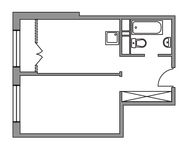 Планировка 1-комнатной квартиры, 38 м2