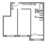 Планировка 2-комнатной квартиры, 56 м2