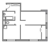 Планировка 2-комнатной квартиры, 52 м2