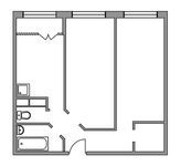 Планировка 2-комнатной квартиры, 57 м2