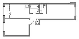 Планировка 2-комнатной квартиры, 53 м2