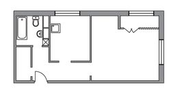 Планировка 1-комнатной квартиры, 38 м2