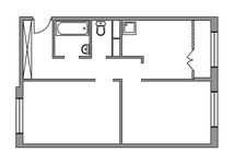 Планировка 2-комнатной квартиры, 48 м2