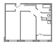 Планировка 2-комнатной квартиры, 54 м2